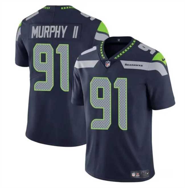 Men & Women & Youth Seattle Seahawks #91 Byron Murphy II Navy 2024 Draft Vapor Limited Stitched Jersey